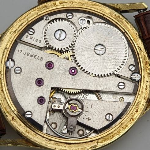 英国ヴィンテージ ベンソン 紳士用腕時計 金張りケース 17石 動作良好